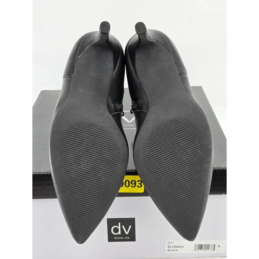 DV Dolce Vita Elowen Ankle Boots Womens 6 Black Pointed Toe Stiletto - New
